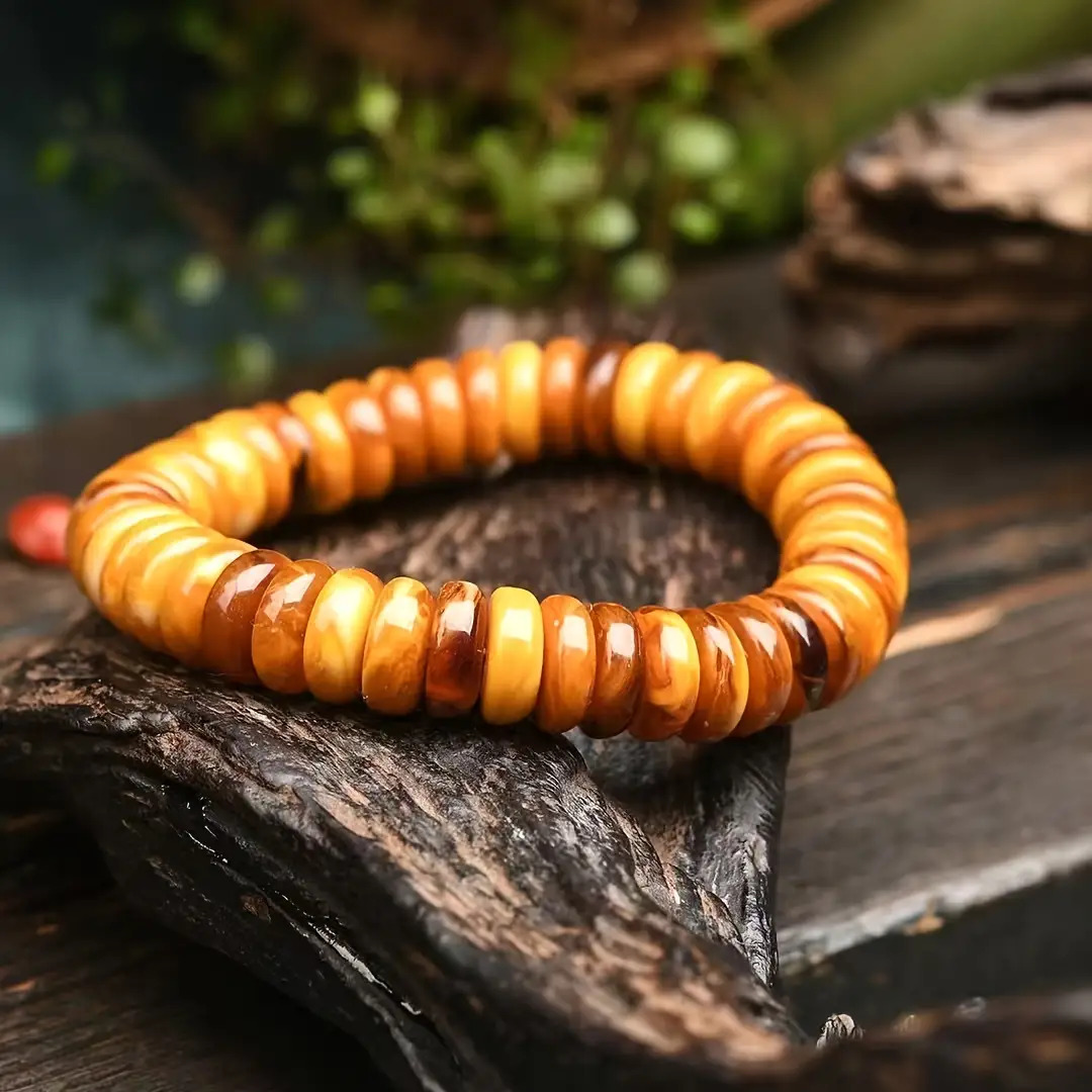 Natural Burmese Amber Bracelet with Abacus Beads, Unisex Gift